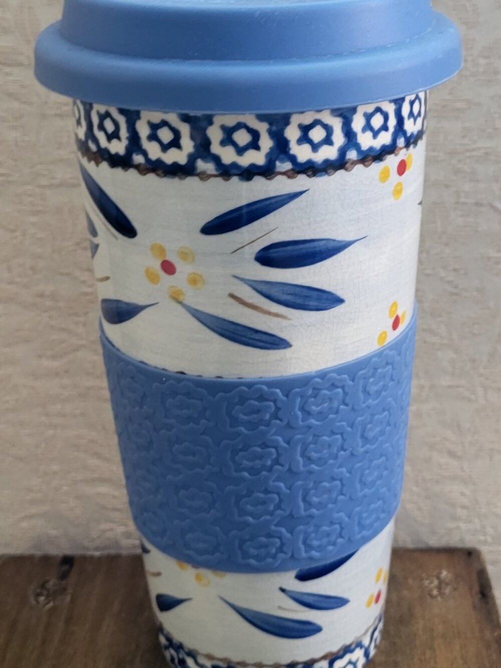 Temptations Travel Tumbler with Lid -Old World 16 oz. Blue